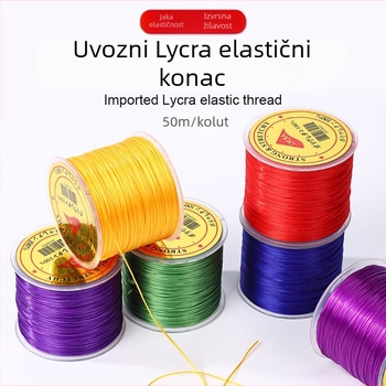 50 m ploski elastični Lycra konac, šarene kristalne perle za DIY narukvice