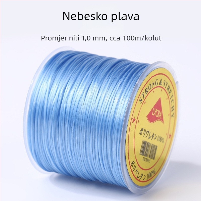 50 m ploski elastični Lycra konac, šarene kristalne perle za DIY narukvice
