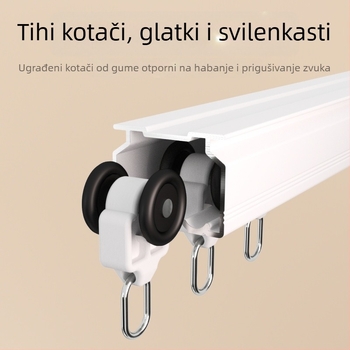 Set aluminijskih zavjesnih tračnica, dvostruka tračnica, tiho klizanje, montaža na strop
