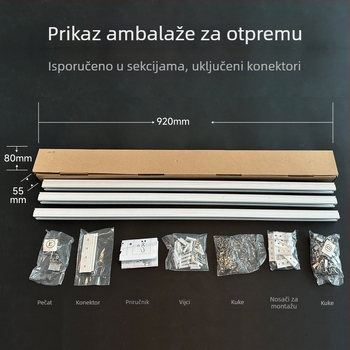 Set aluminijskih zavjesnih tračnica, dvostruka tračnica, tiho klizanje, montaža na strop