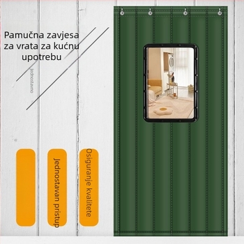 Zvučno izolirajuća zavjesa za vrata za bar/KTV, pregradna zavjesa od pamuka, za kućnu upotrebu, zimska deblja, otporna na vjetar