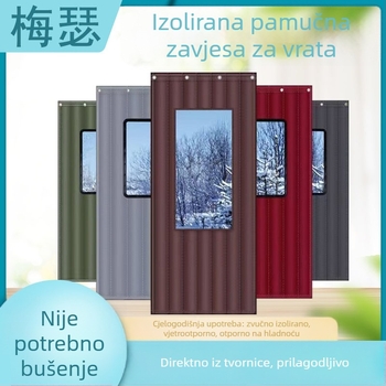 Zvučno izolirajuća zavjesa za vrata za bar/KTV, pregradna zavjesa od pamuka, za kućnu upotrebu, zimska deblja, otporna na vjetar