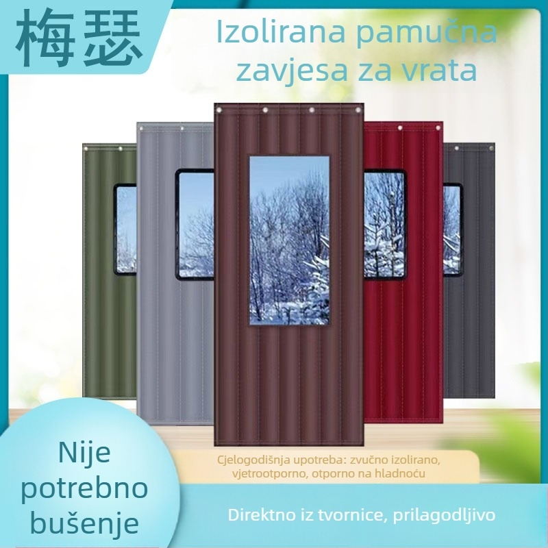Zvučno izolirajuća zavjesa za vrata za bar/KTV, pregradna zavjesa od pamuka, za kućnu upotrebu, zimska deblja, otporna na vjetar