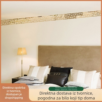 3D ogledna zidna naljepnica – set dekorativnih traka za donji rub, srednju liniju i okvir stropa, moderni minimalistički stil