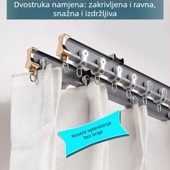 Zakrivljena tračnica zavjese, dvostruka i jednostruka tračnica, za kutni prozor i balkon, aluminijska legura vodilica, gornja i bočna montaža rimska šipka