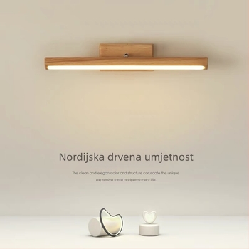LED zidna svjetiljka u orahovom završnom sloju za kupaonicu, ogledalo i ormarić za šminku