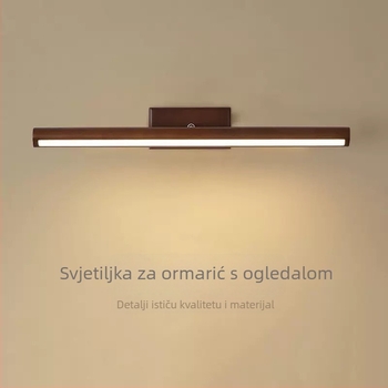 LED zidna svjetiljka u orahovom završnom sloju za kupaonicu, ogledalo i ormarić za šminku