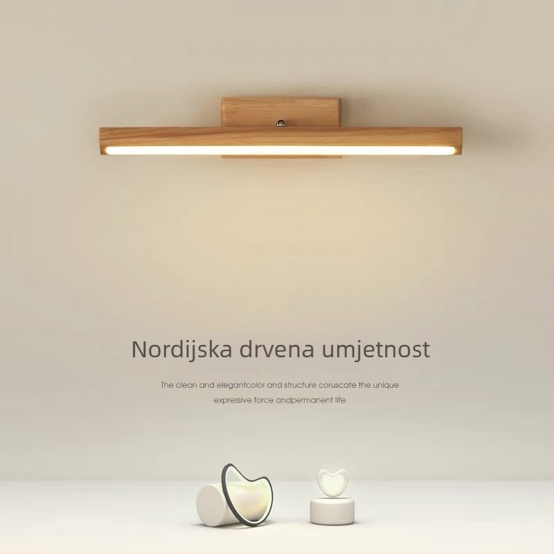 LED zidna svjetiljka u orahovom završnom sloju za kupaonicu, ogledalo i ormarić za šminku