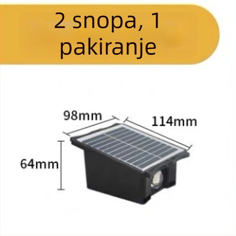 Solarna vanjska zidna svjetiljka s usponom i spuštanjem svjetla, dekorativno osvjetljenje dvorišta, zidni montažni, podesiva, IP65, mogućnosti boja: topla bijela, bijela topla, šarena, zlatna