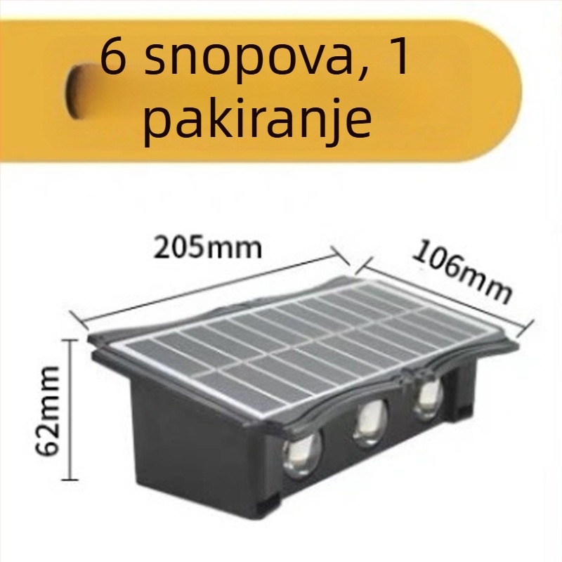 Solarna vanjska zidna svjetiljka s usponom i spuštanjem svjetla, dekorativno osvjetljenje dvorišta, zidni montažni, podesiva, IP65, mogućnosti boja: topla bijela, bijela topla, šarena, zlatna