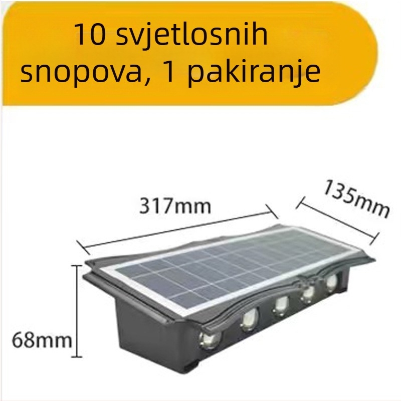 Solarna vanjska zidna svjetiljka s usponom i spuštanjem svjetla, dekorativno osvjetljenje dvorišta, zidni montažni, podesiva, IP65, mogućnosti boja: topla bijela, bijela topla, šarena, zlatna