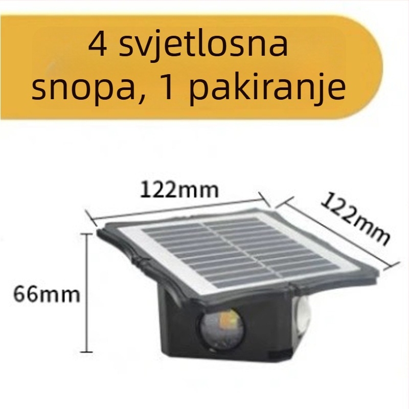 Solarna vanjska zidna svjetiljka s usponom i spuštanjem svjetla, dekorativno osvjetljenje dvorišta, zidni montažni, podesiva, IP65, mogućnosti boja: topla bijela, bijela topla, šarena, zlatna