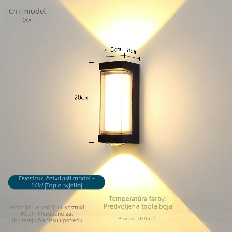 LED vanjska zidna svjetiljka, vodootporna, za vilu, dvorište i hodnik, moderan kineski stil