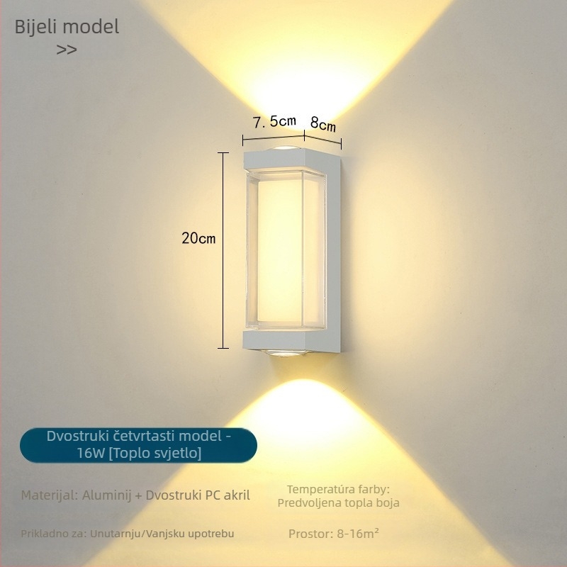 LED vanjska zidna svjetiljka, vodootporna, za vilu, dvorište i hodnik, moderan kineski stil