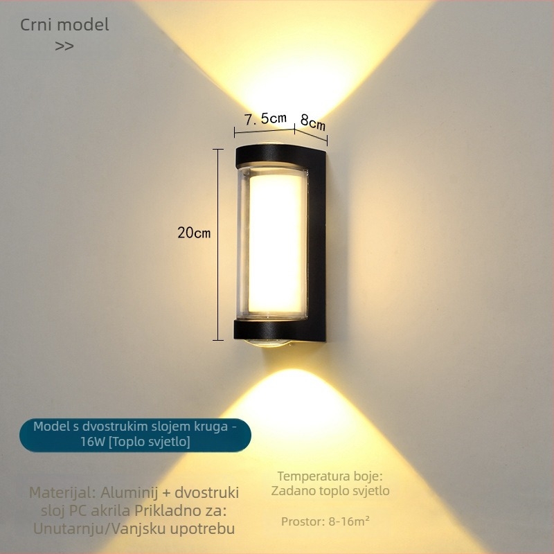 LED vanjska zidna svjetiljka, vodootporna, za vilu, dvorište i hodnik, moderan kineski stil