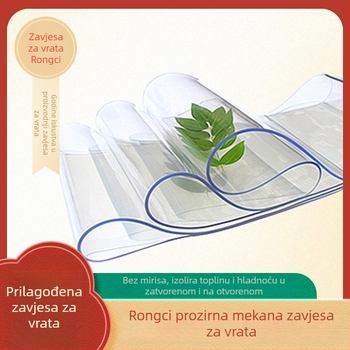 Prozirna PVC zavjesa za vrata, vjetrozaštitni pregradni zavjes s motivom biljaka i cvijeća, protiv komaraca, za trgovačke prostore, kupaonu i balkon