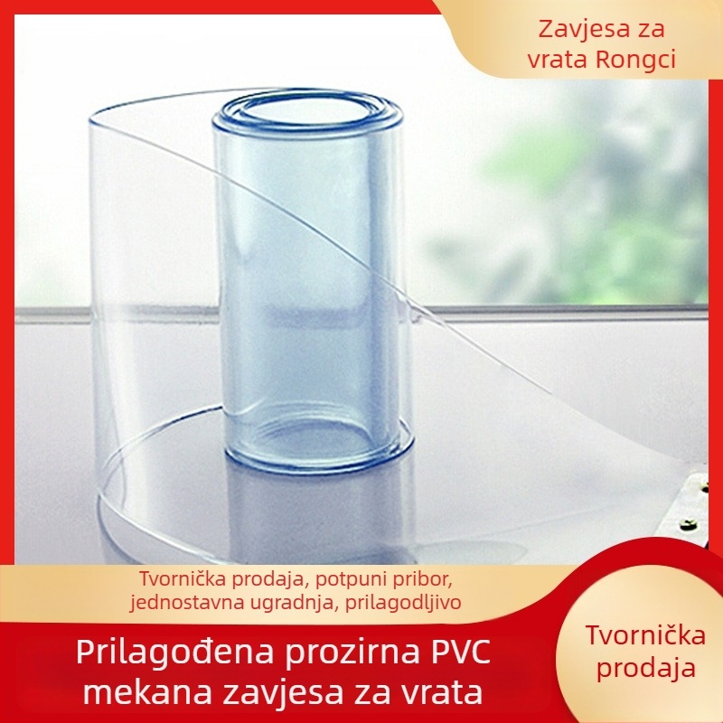 Prozirna PVC zavjesa za vrata, vjetrozaštitni pregradni zavjes s motivom biljaka i cvijeća, protiv komaraca, za trgovačke prostore, kupaonu i balkon