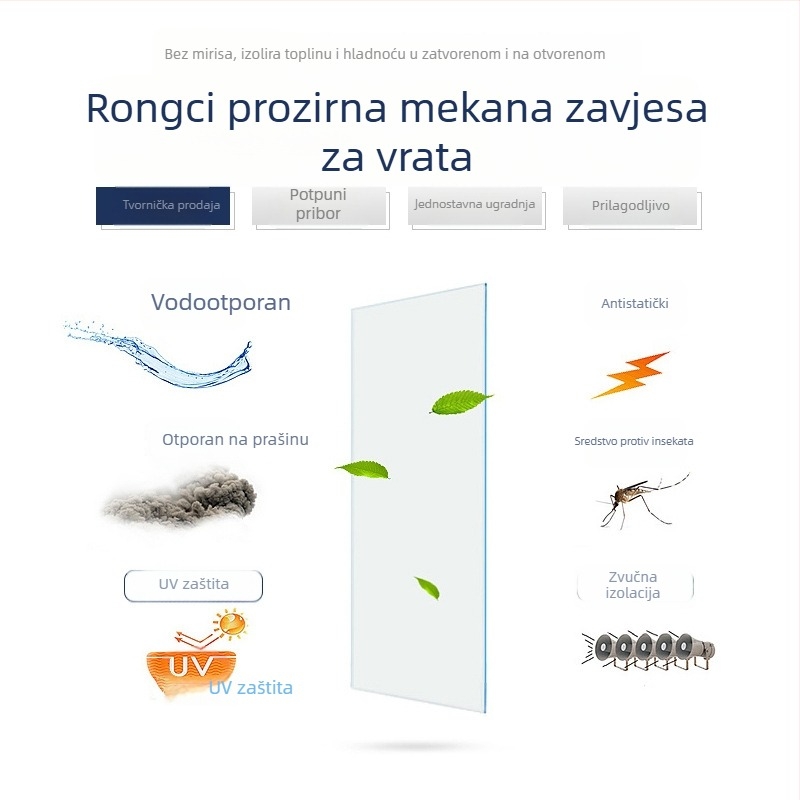 Prozirna PVC zavjesa za vrata, vjetrozaštitni pregradni zavjes s motivom biljaka i cvijeća, protiv komaraca, za trgovačke prostore, kupaonu i balkon
