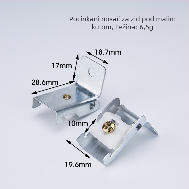Set dodataka za šinu zavjese promjera 6 mm: zidni nosači, gornje kapice i male i srednje zavojne dionice