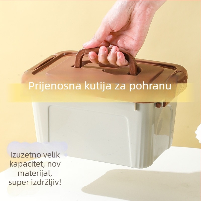 PP kutija za pohranu s ručkom, čvrsta konstrukcija, otpornost na prašinu, za odjeću i sitnice, moderan minimalistički dizajn