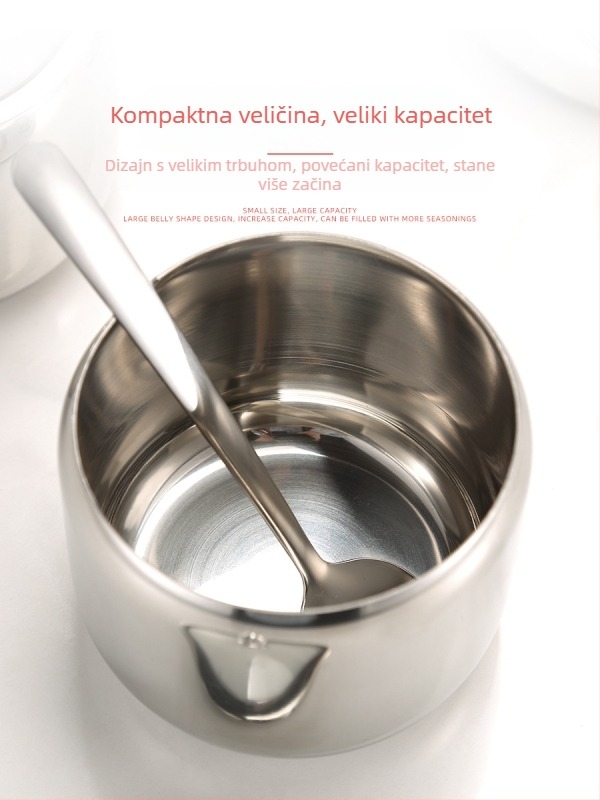 Set posuda za začine od nehrđajućeg čelika za kuhinju: posuda za sol, posuda za šećer, posuda za čili i spremište suhih začina