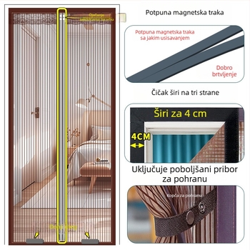 Novi model magnetska traka protiv komaraca – zavjesa za vrata s dijamantnom mrežom za ljetnu kućnu upotrebu, različite veličine, vrhunska kvaliteta, magnetsko zatvaranje, tih rad.