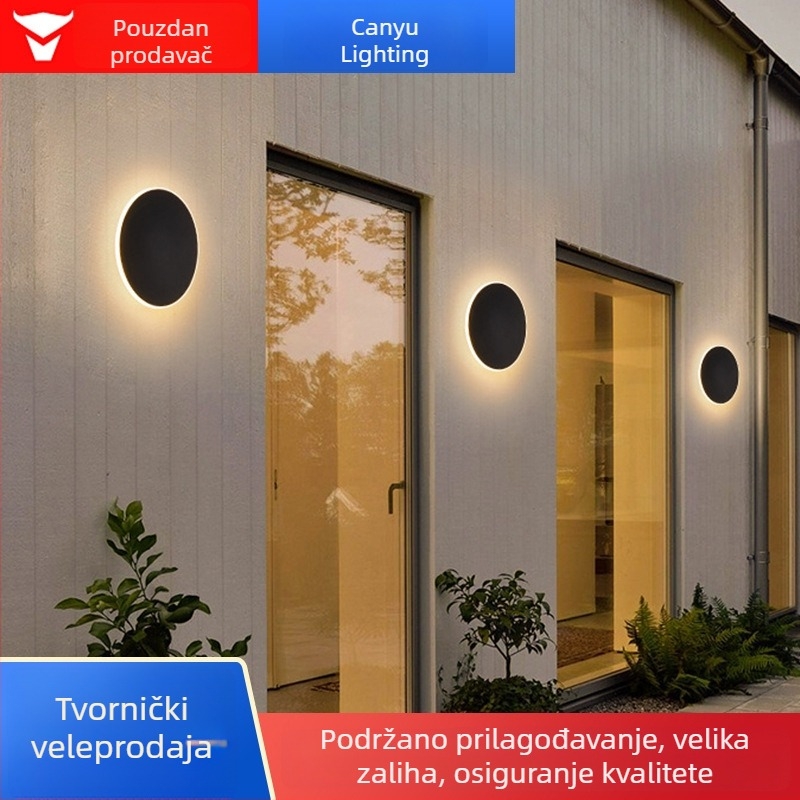 Okrugla vanjska LED zidna svjetiljka, vodootporna, skandinavskog minimalističkog stila, IP65, za vanjske zidove, hodnik i ulaz