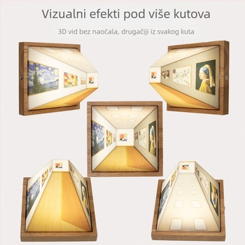 Prilagođena 3D iluzijska noćna lampica, drvena zidna lampa, bez bušenja, ambijentalno LED osvjetljenje