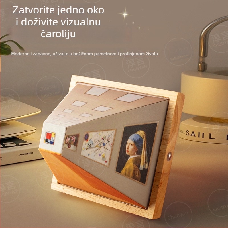Prilagođena 3D iluzijska noćna lampica, drvena zidna lampa, bez bušenja, ambijentalno LED osvjetljenje