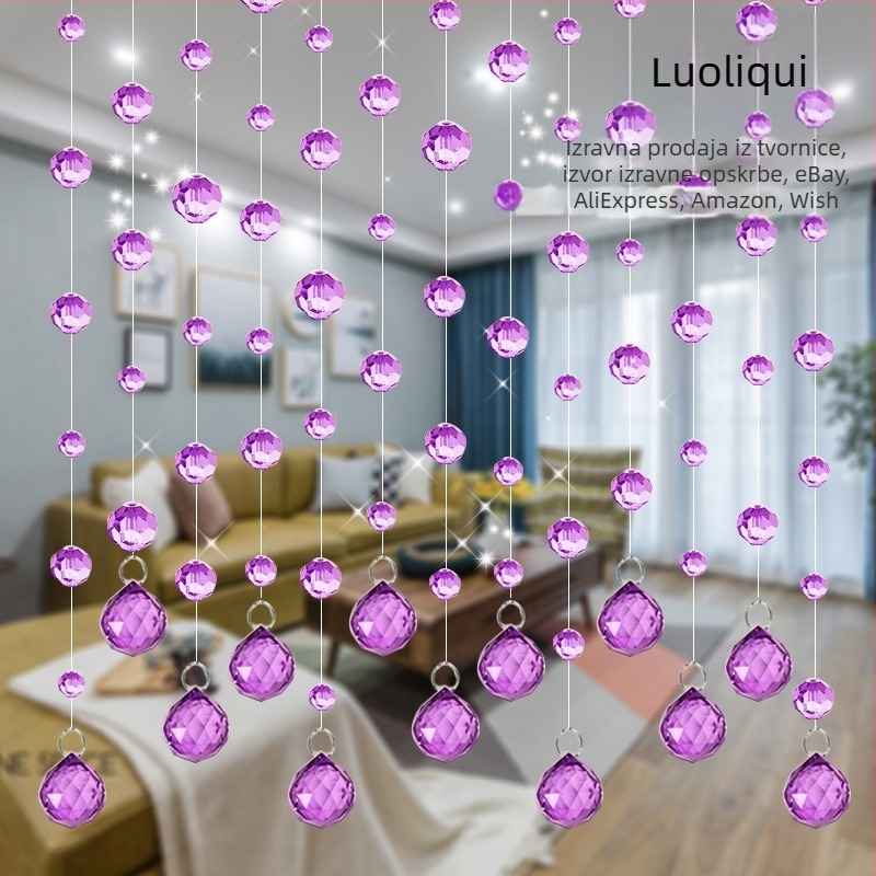 LUOLIQI Kristalna zavjesa od perlica za vrata, 32 faseta, prozirna i propušta svjetlo