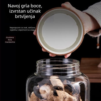 Specijalizirana staklena posuda za skladištenje narančine kore, velika kapaciteta, hermetički zatvara, prehrambena kvaliteta