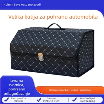 Kožni organizator prtljažnika automobila, sklopiva kutija za pohranu s više pretinica, velik kapacitet