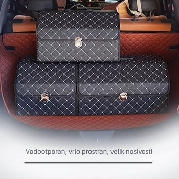 Kožni organizator prtljažnika automobila, sklopiva kutija za pohranu s više pretinica, velik kapacitet