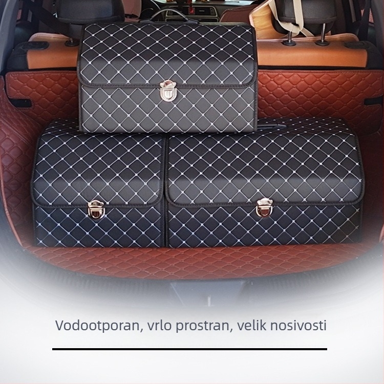 Kožni organizator prtljažnika automobila, sklopiva kutija za pohranu s više pretinica, velik kapacitet