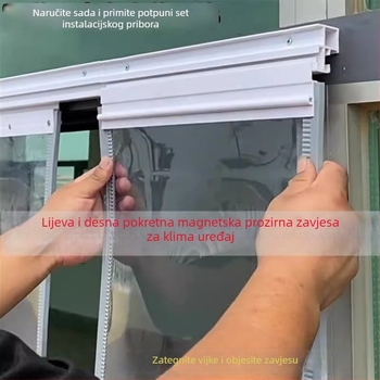 Prozirna PVC zavjesa za vrata, dvostruka tračnica, klizna za klimatizirane prostore, otporna na vjetar i zimi toplina, mekani pregradni zavjes