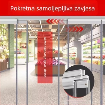 Prozirna PVC zavjesa za vrata, dvostruka tračnica, klizna za klimatizirane prostore, otporna na vjetar i zimi toplina, mekani pregradni zavjes