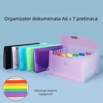 7-odjelni A6 harmonika fascikl, PP vodootporni dokumentni držač, organizator računa i certifikata