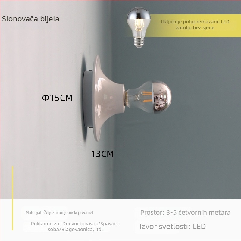 Teti Bauhaus Nordic Vintage zidna lampa – žuta, za dnevni boravak, spavaću sobu i hodnik