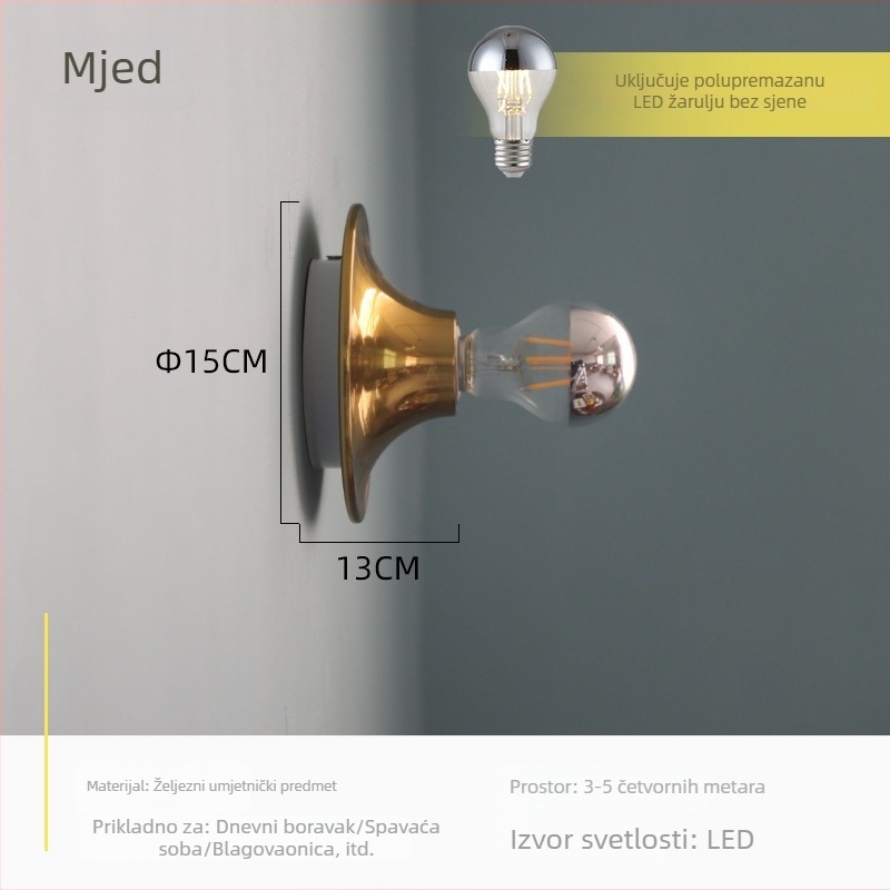 Teti Bauhaus Nordic Vintage zidna lampa – žuta, za dnevni boravak, spavaću sobu i hodnik