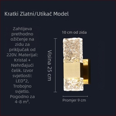 Kristalna zidna svjetiljka za dnevni boravak kao pozadina zida, minimalistički moderni noćni osvjetljenje s mogućnošću punjenja, bez žica, svjetlo za stepenice za kućnu upotrebu