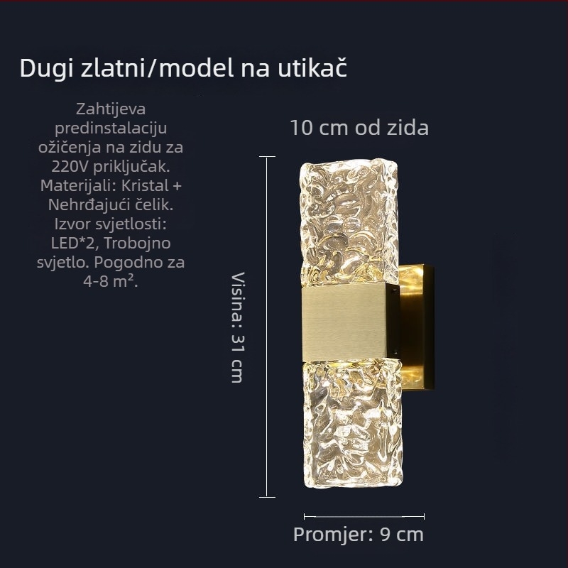 Kristalna zidna svjetiljka za dnevni boravak kao pozadina zida, minimalistički moderni noćni osvjetljenje s mogućnošću punjenja, bez žica, svjetlo za stepenice za kućnu upotrebu