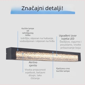 Aluminijsko vanjsko zidno svjetlo, IP54 vodootporno, za balkon, hodnik, terasu i stepenice