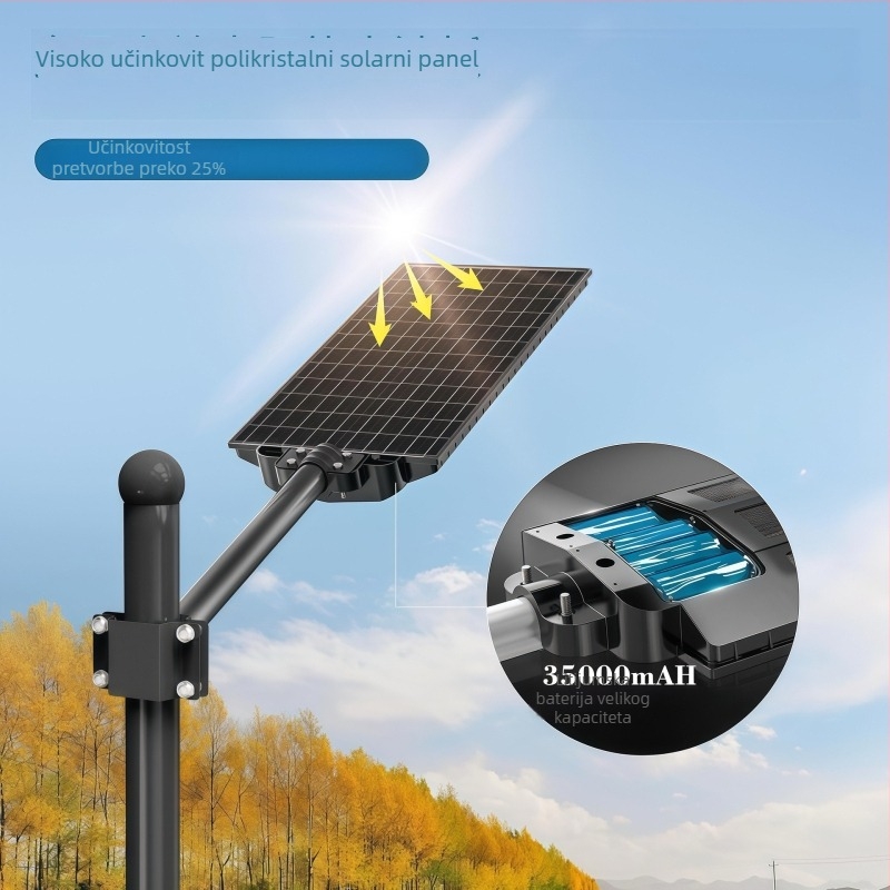 Četverostrana solarna zidna svjetiljka za dvorište, daljinsko upravljanje, senzor pokreta, vodootporna vanjska rasvjeta IP65