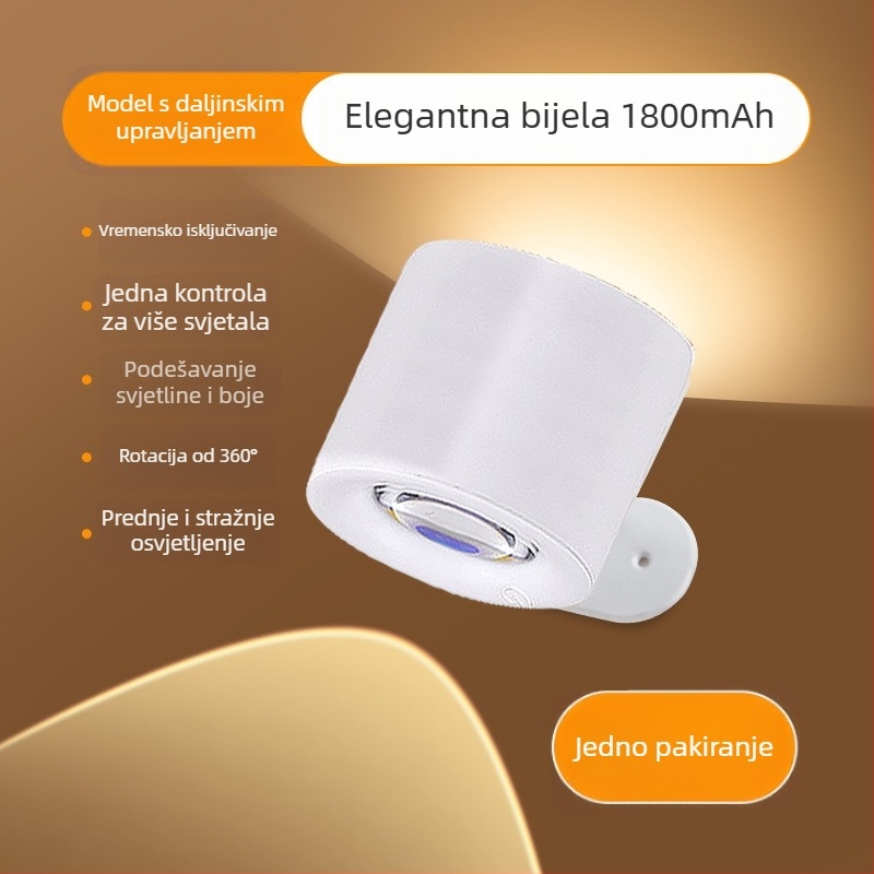 Punjaiva zidna svjetiljka, bežični magnetski usmjereni reflektor, montaža bez bušenja, lampica za čitanje uz krevet u spavaćoj sobi i rasvjeta hodnika