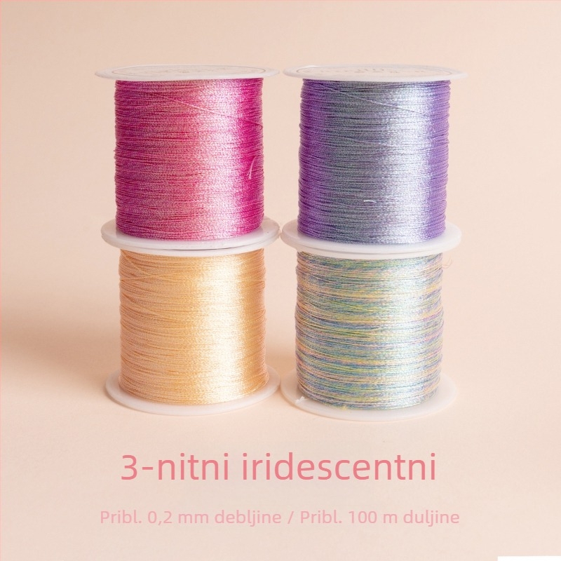 Materijal za narukvicu od tri šarene niti — ručno tkanje s zlatnim nitima