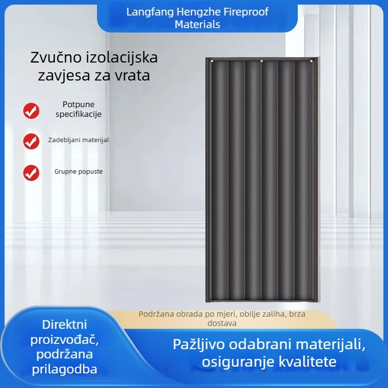Zvučno izolirajuća zavjesa za vrata za KTV bar, debela profesionalna zavjesa za apsorpciju buke, pamukasta zavjesa s prugastim uzorkom, moderni minimalistički stil; pogodna za dom, vanjske i poslovne prostore.