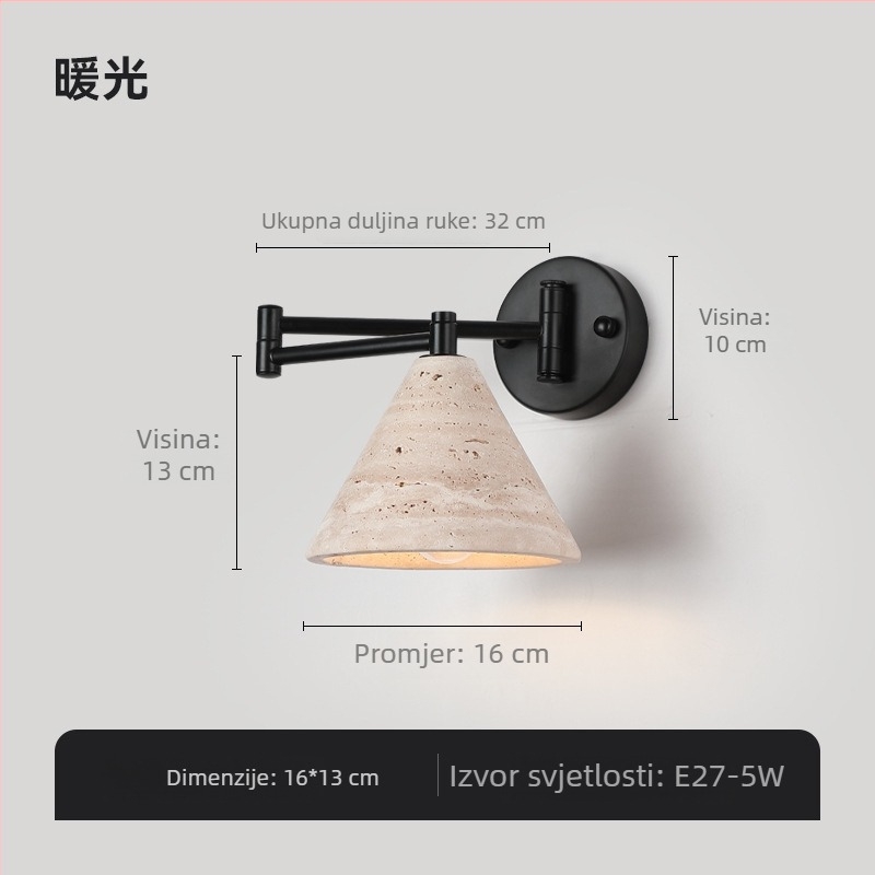 Stenska lampa s pomičnim ramenom u skandinavskom stilu, kineski retro dizajn, LED svjetiljka za čitanje za studij ili dnevni boravak
