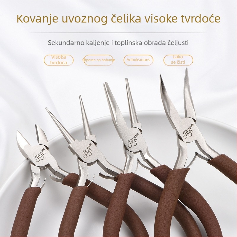 Ručno izrađene kliješta od karbonske čelika za nakit i DIY – s igličastim vrhom, okruglim vrhom, dijagonalnim rezom i zakrivljenim vrhom