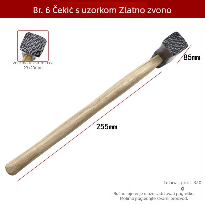 DIY alat za teksturiranje metala – kvadratni čekić za stvaranje udubljenja, pruga i valova na zlatnim i srebrnim prstenima i narukvicama