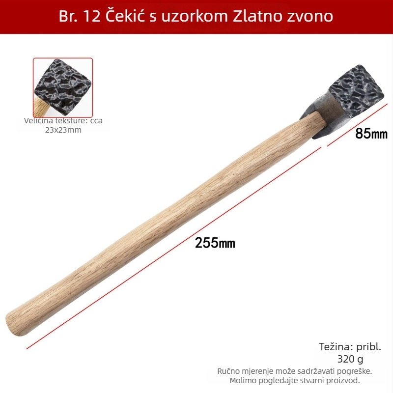 DIY alat za teksturiranje metala – kvadratni čekić za stvaranje udubljenja, pruga i valova na zlatnim i srebrnim prstenima i narukvicama